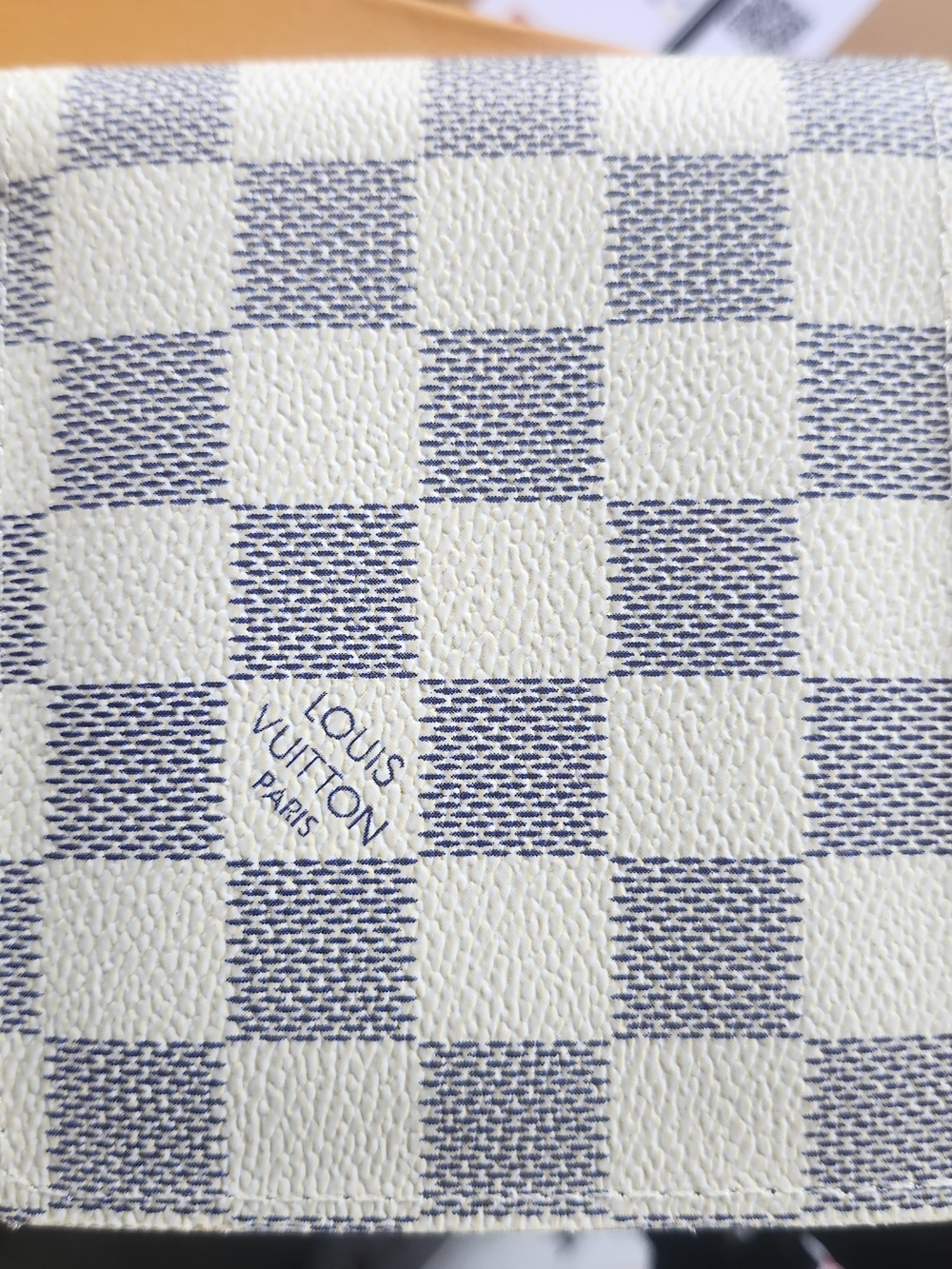 Rep Louis Vuitton Damier Azur Check Canvas Wallet in Blue and Cream